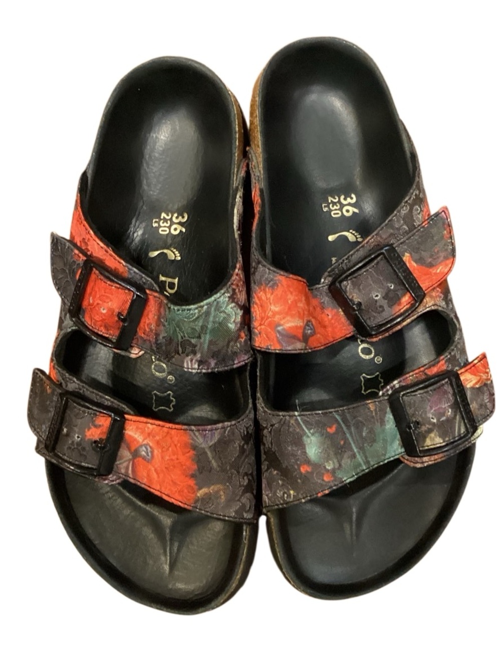 Birkenstock Arizona Textile Floral Bouquet Two-Strap Sandals Size 36